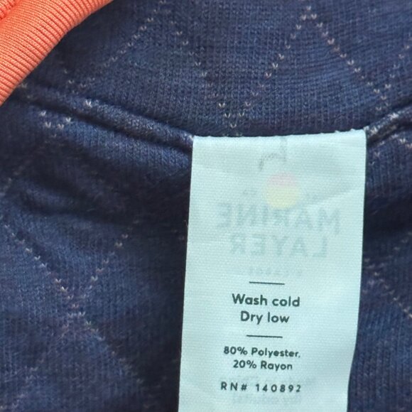 Marine Layer Womens Quilted Snap Pullover Jacket X-Large Peach & Navy nwot - Picture 5 of 12